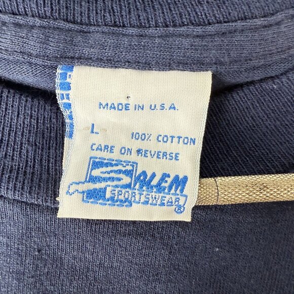 Vintage 90s Cleveland Indians Salem Sportswear Navy Graphic T-Shirt Large - Picture 5 of 8